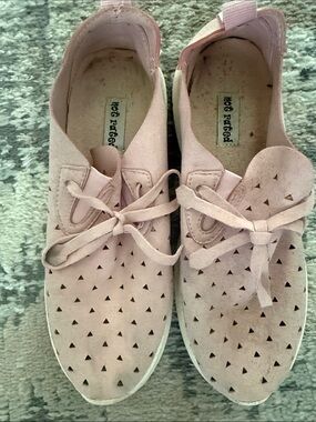 Not Rated Pink Suede Perforated Lace-Up Flats